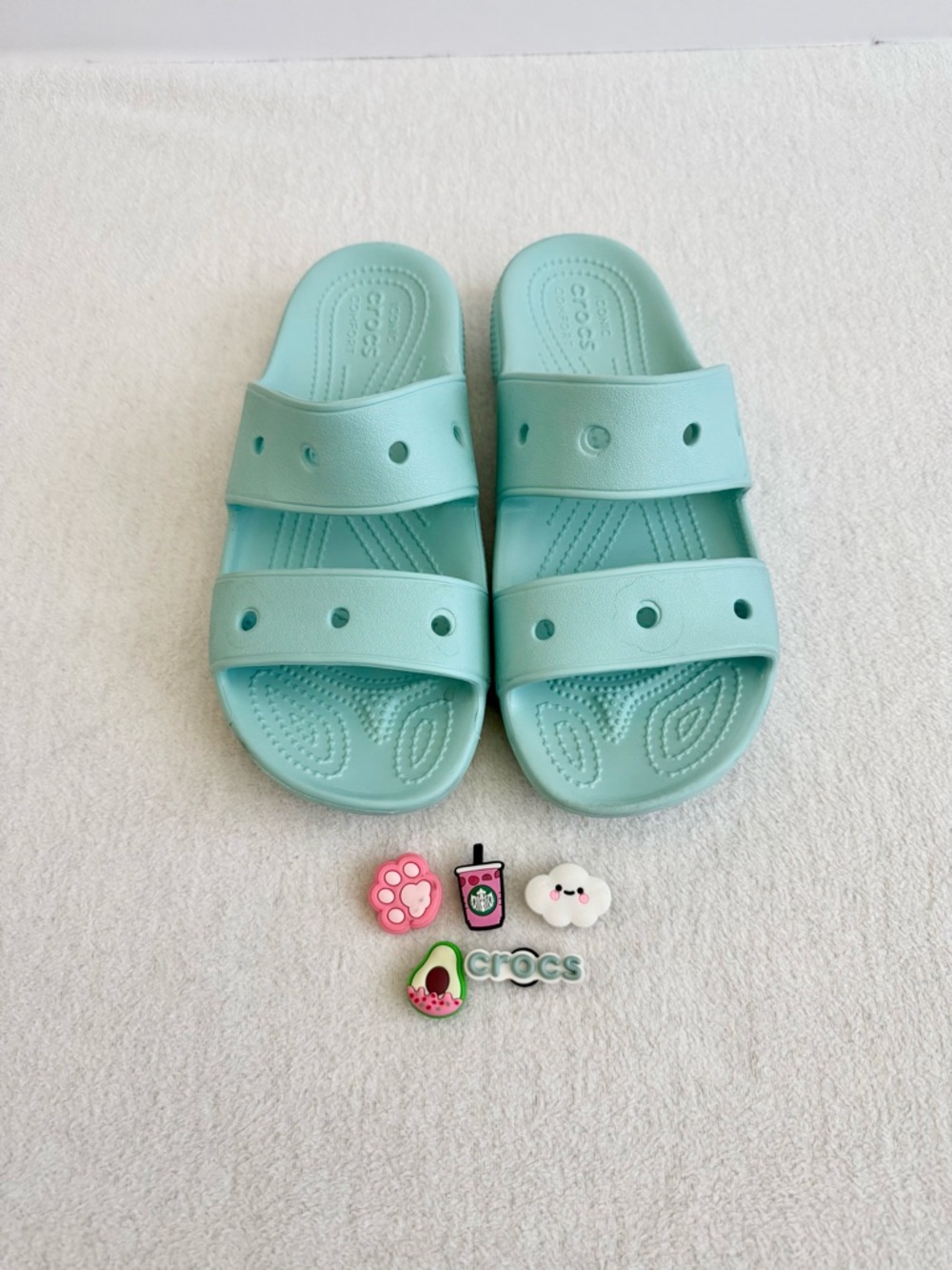 CROCS Light Blue Classic Slide Sandals M7/W9 Charms Included Separately - Picture 2 of 8